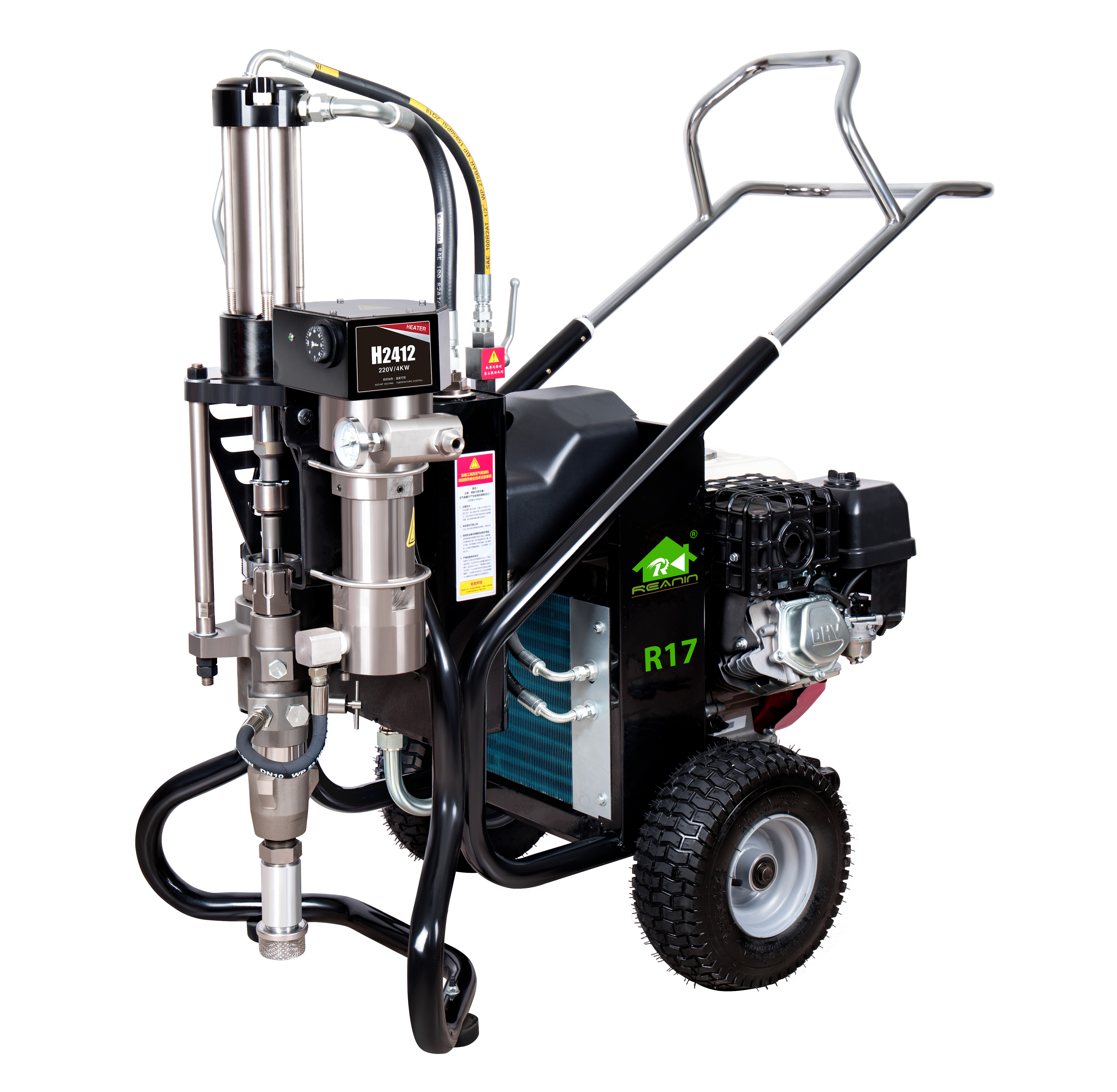 Airless spray machine for high viscosity polyurethane and graphene